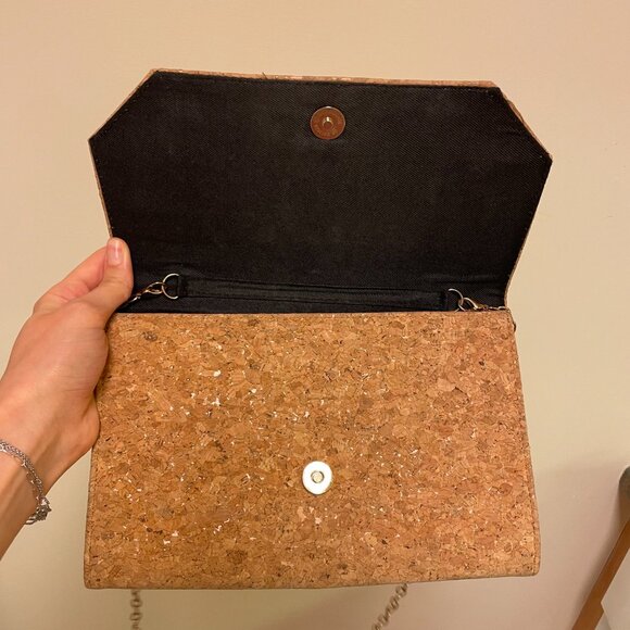 Cork Envelope Clutch Crossbody Convertible Vintage Cork Bag - Picture 2 of 7